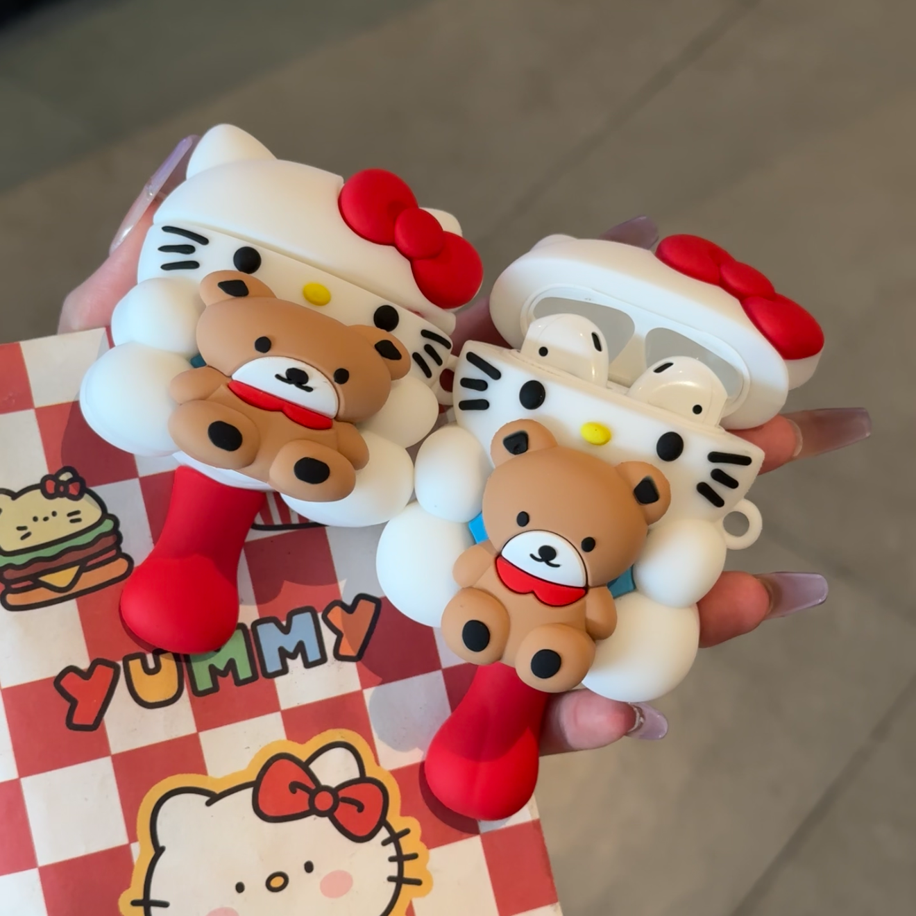 趣味创意可爱Kitty猫镜面适用苹果无线蓝牙AirPods4代耳机壳软AirPodsPro二代硅胶AirPods1/2防摔3代女款防摔