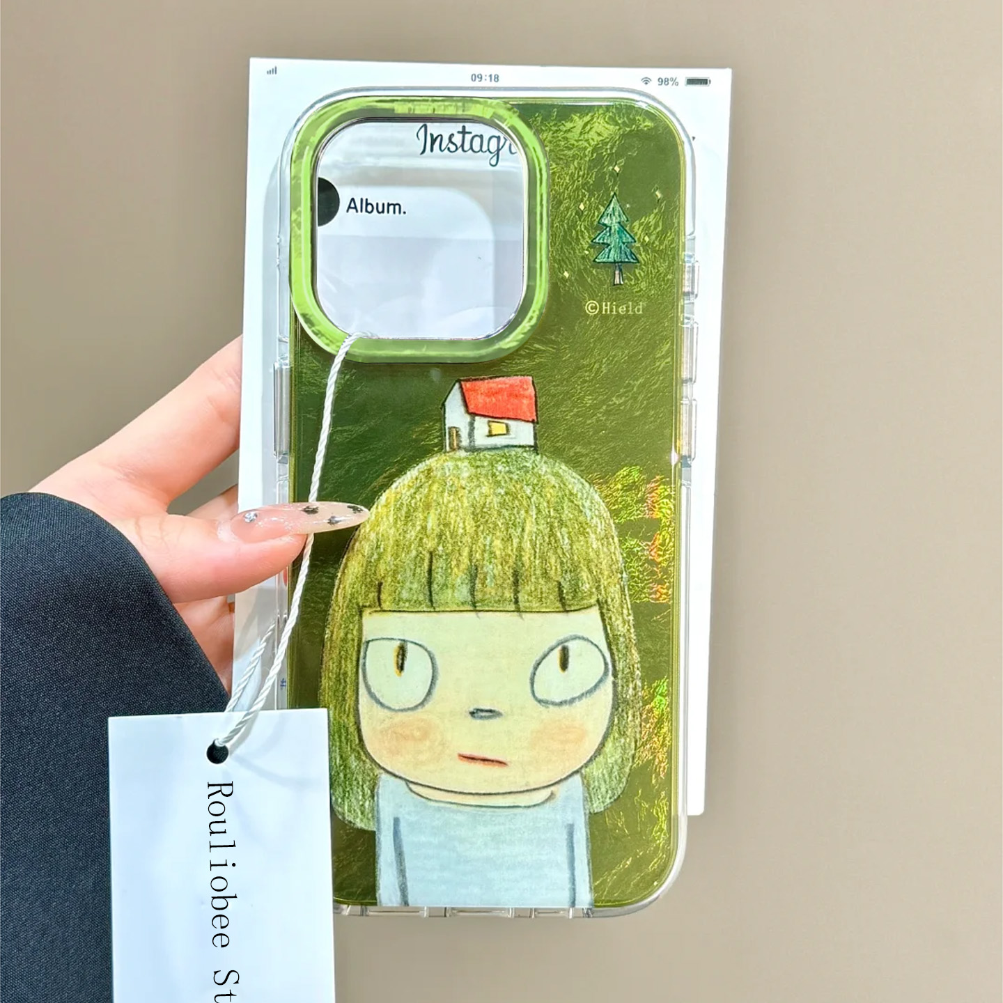 手绘奈良美智适用苹果15手机壳iPhone16Pro卡通vivox100冰裂纹红米note13防摔小米14华为pura70荣耀200女OPPO