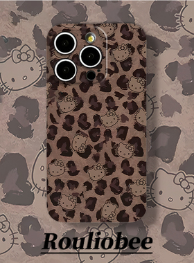 满屏Kitty豹纹适用苹果17promax手机壳16pro华为mate70新款pura70菲林壳OPPOReno13/vivos20x200小米15超火套