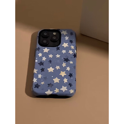 清冷蓝星星适用苹果15手机壳iPhone16promax卡通华为mate70荣耀vivox200个性小米网红超火菲林二合一防摔OPPO