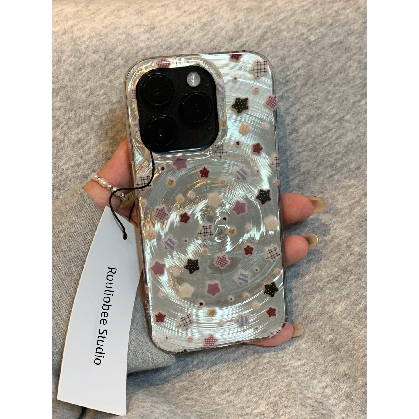 韩风高级感双层流光旋涡星星漩涡适用iPhone16promax手机壳女款苹果15promax新款14超好看的外壳13防摔保护套