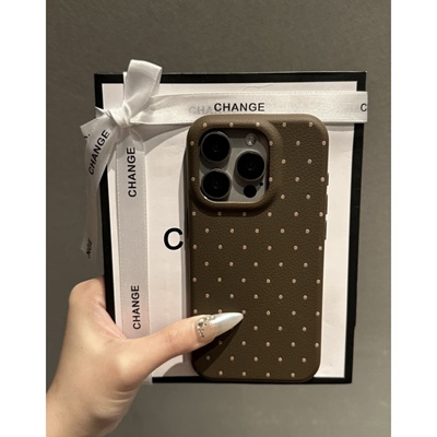 创意棕色黄波点适用iPhone17promax苹果16Pro手机壳华为Pura70新款高颜值皮纹TPU超火vivox200小米17Promax软