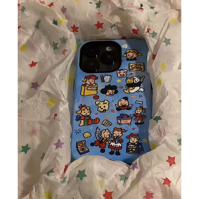 原田治蓝色适用苹果15手机壳iPhone16promax卡通华为mate70荣耀vivox300个性小米菲林二合一防摔套OPPO13超火