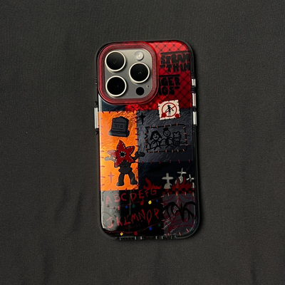 小红书同款怪奇物语适用苹果16promax手机壳iPhone15pro/14/13冰裂纹华为Pura70荣耀200vivo小米14高级OPPO软