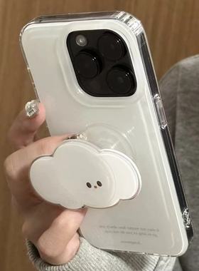 云朵英文适用苹果16/15Pro手机壳华为Pura80pro新款云朵支架mate70/大孔白色OPPOvivos30x200小米15note13套