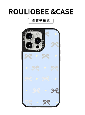 蓝色蝴蝶结适用苹果16/15promax手机壳iphone14pro个性卡通13/14软壳12新款16e潮牌镜面防摔爆款plus网红超火
