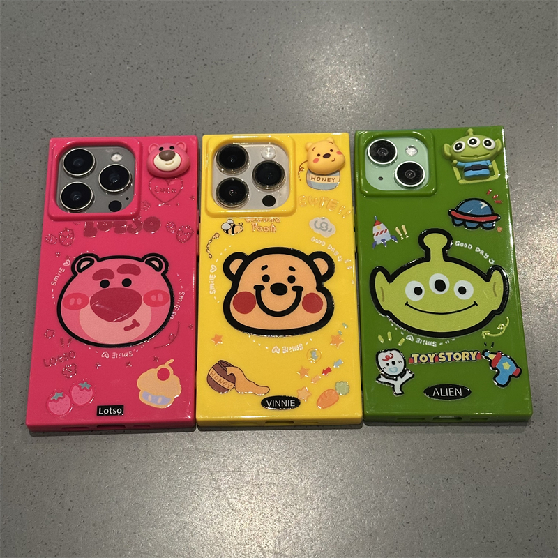 维尼小头像冰晶方块适用苹果16promax手机壳新款立体公仔iPhone15pro硅胶软边14plus高级感13/14情侣款12防摔