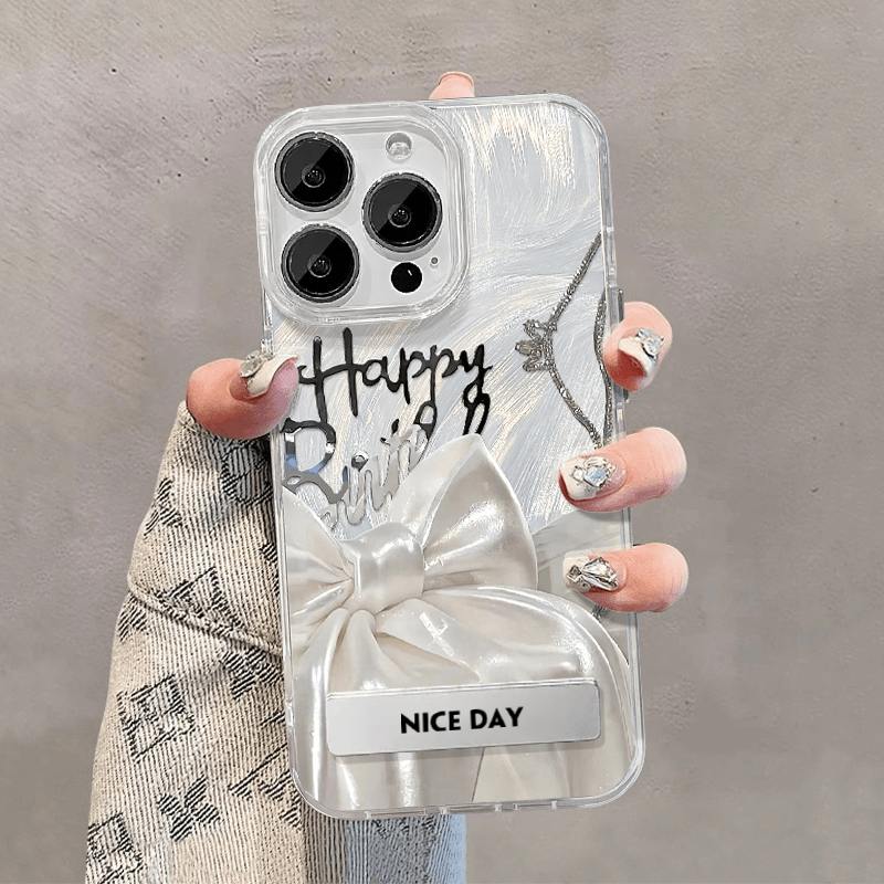 白蝴蝶结适用荣耀200手机壳苹果15全包华为pura70防摔vivos19保护套opporeno12外壳小米14网红女红米k70日韩