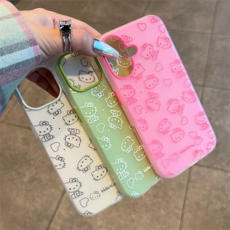 糯叽叽多巴胺kitty线条适用苹果16手机壳iphone15promax二合一肤感磨砂14plus新款13por少女12创意全包xs女xr