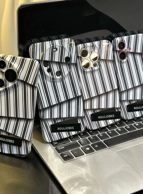 黑色不规则条纹带支架适用iPhone16Promax苹果小米15手机壳新款华为mate70防摔菲林硬壳荣耀vivoppo套note13