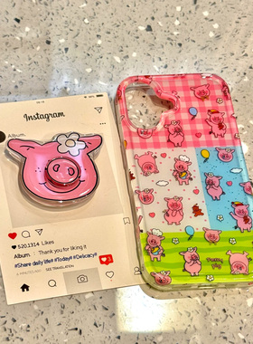 拼图草原玛莎猪旋转鼻子支架适用苹果16手机壳vivox200透明红米note14防摔小米15一加华为pura70荣耀硅胶OPPO