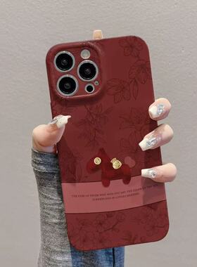 红色花朵小马适用苹果17promax手机壳16pro华为mate70新款pura70菲林壳OPPOReno13/vivos20x200小米15超火套