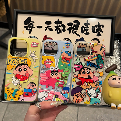 卡通搞怪蜡笔小新适用苹果16promax手机壳iphone15promax/13少女心16肤感磨砂xsmax二合一plus全包防摔保护套