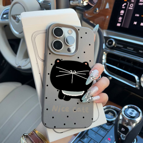 波点大脸猫咪适用苹果16/15promax手机壳iphone14pro可爱卡通13/14软壳12女新款11荔枝纹肤感防摔plus多色软