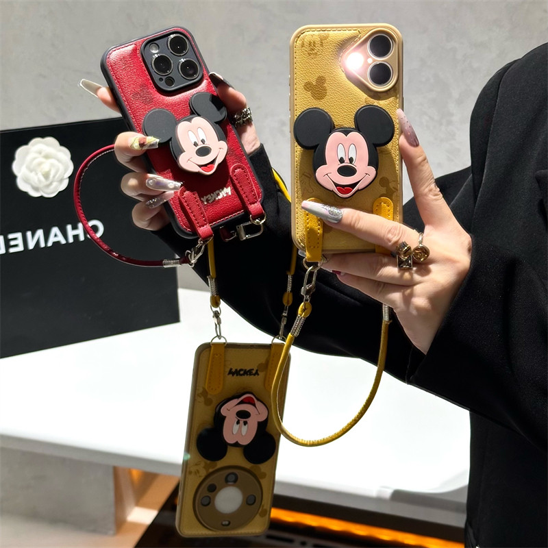 可爱米奇头像适用苹果17promax手机壳16pro华为mate70新款米奇支架pura70挂绳糖果壳OPPOReno13/vivos20小米