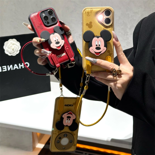 可爱米奇头像适用苹果17promax手机壳16pro华为mate70新款米奇支架pura70挂绳糖果壳OPPOReno13/vivos20小米