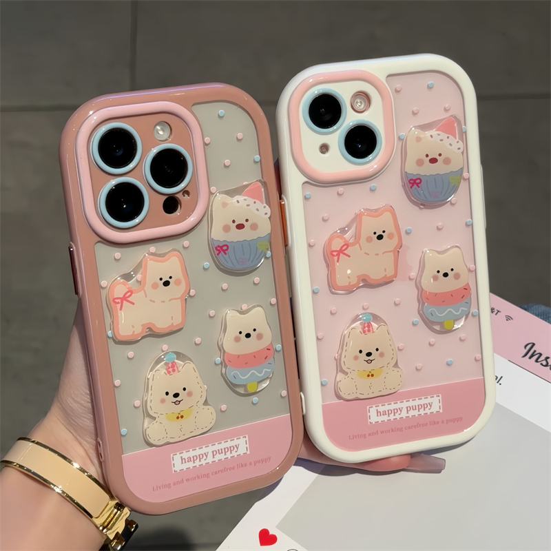 白色波点西高地适用苹果16promax手机壳iphone13新款15pro华为mate70荣耀vivox200小米15OPPO全包双层防摔软