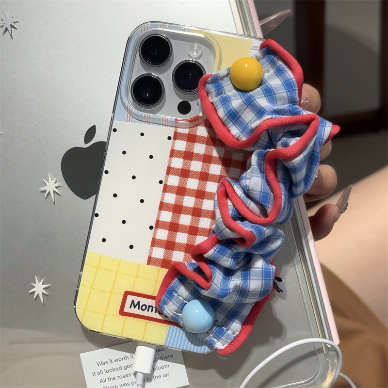 波点格纹腕带适用苹果17promax腕带手机壳iphone16新款双层IMD壳华为mate70软Reno14防摔vivox200小米17pro软