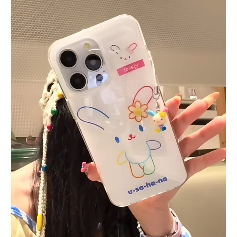 彩虹线条兔兔适用苹果16promax手机壳iphone13新款1