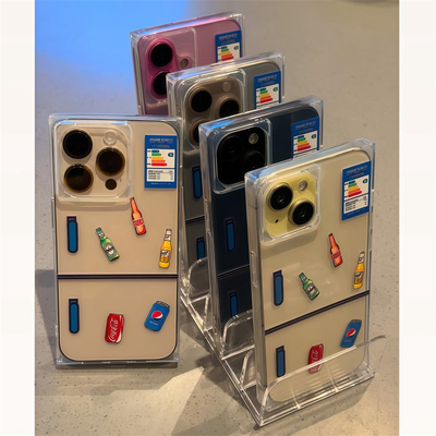 夏日饮料趣味冰箱方形壳适用iphone16pro手机壳适用苹果15proMax简约高级感13全包12网红ins防摔14保护套男女