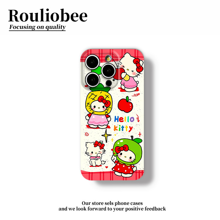可爱水果头Kitty适用苹果16promax手机壳15pro华为mate70新款pura70菲林壳OPPOReno14/vivos30x200超火小米15