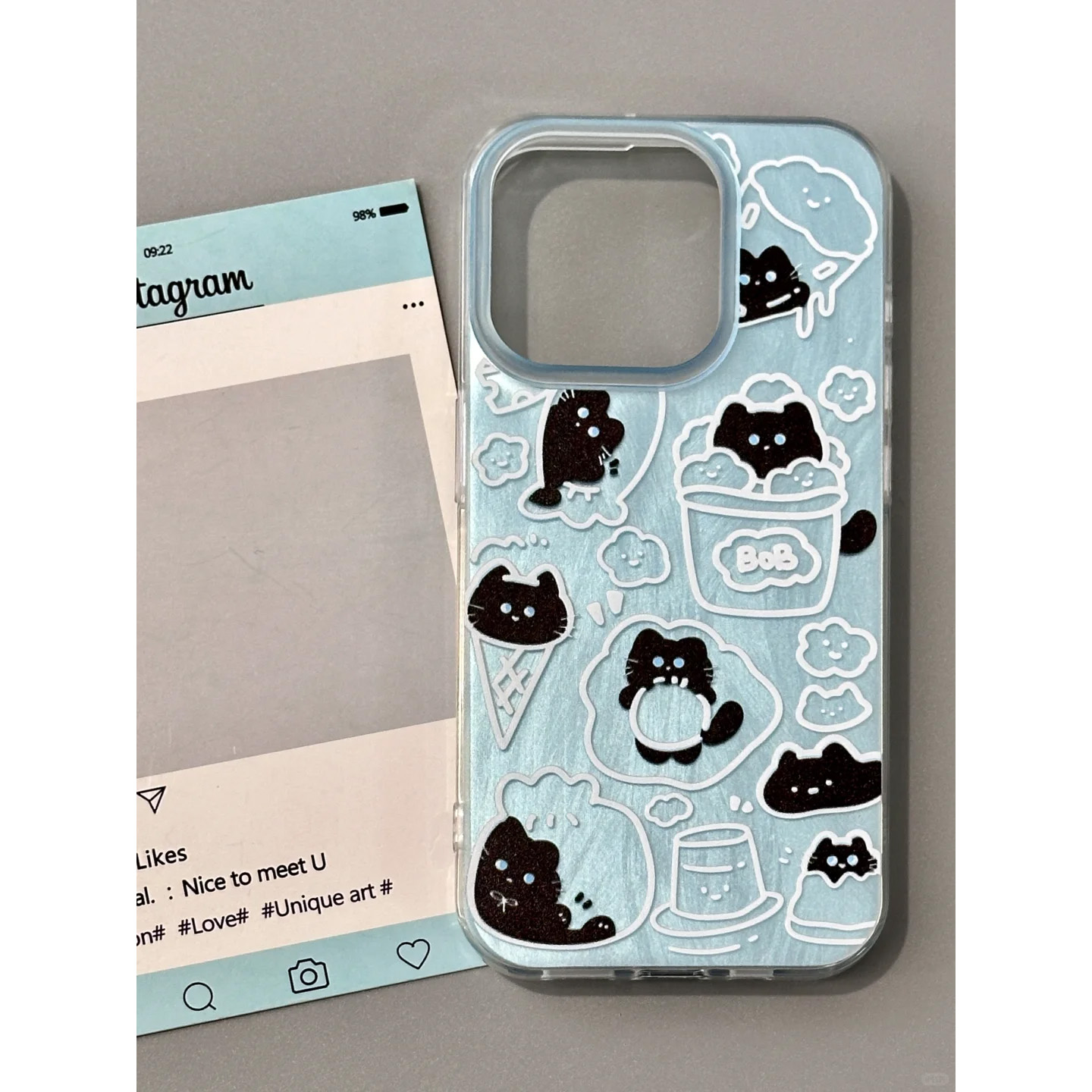 涂鸦线条黑猫适用iPhone16/15苹果16Promax手机壳新款羽纱壳15pro防摔14全包13高级感12软套xr/xsmax/78plus