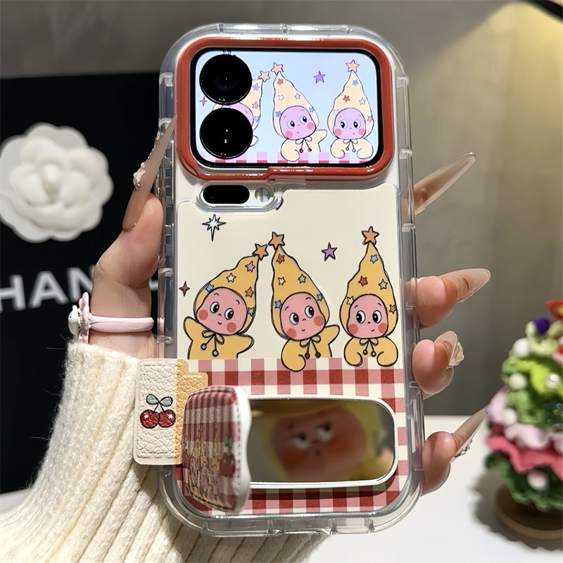 骑小狗星星人适用iPhone17promax手机壳16防摔华为Pura80新款镜面支架荣耀300泡芙羽纱vivox300小米17pro软