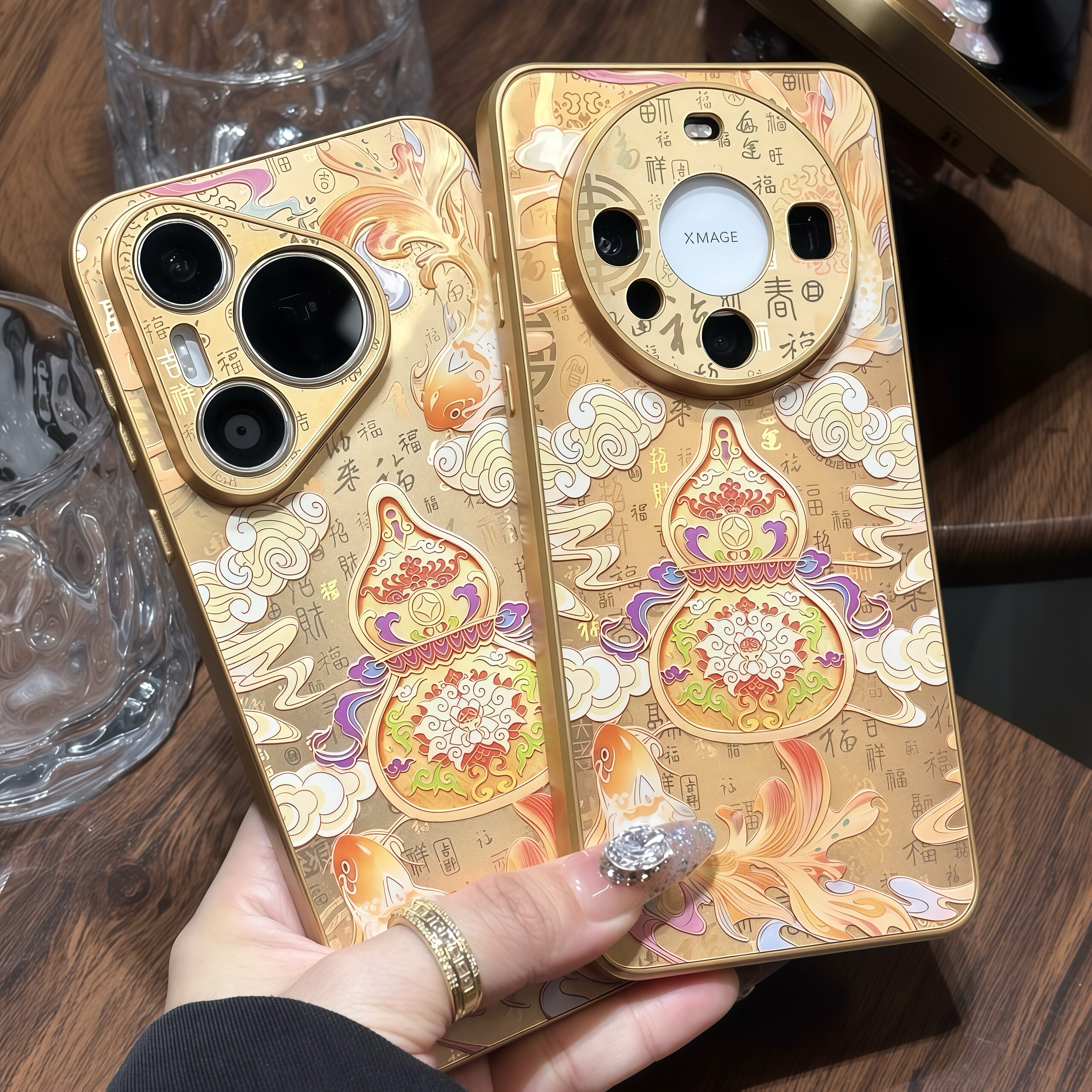 锦鲤金葫芦适用iPhone17Pro苹果18promax手机壳华为PuraXView/9080新款金属漆百福图vivox500小米18pro手机套
