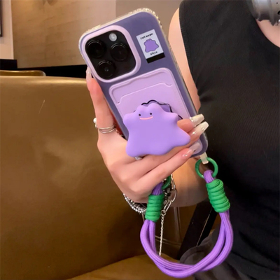 新款卡包紫怪兽支架挂绳适用iPhone15promax苹果13/14pro可爱百变怪手机壳11/12网红韩风全包15趣味女款潮流