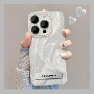 适用苹果15promax手机壳新款iPhone14pro羽纱带支架13promax少女小众高级12pro华为荣耀vivo小米OPPO防摔极简