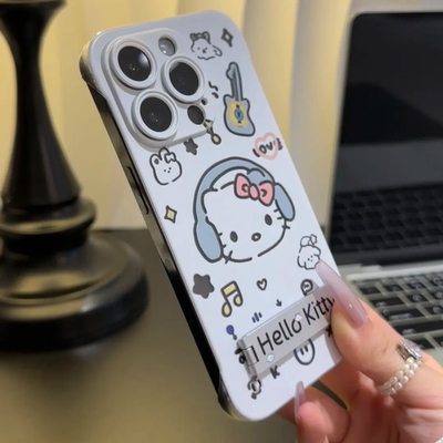 耳机凯蒂猫PC无边框支架适用适用苹果16promax无边框iPhone15手机壳小米红米k80华为mate70荣耀vivoppo硬壳男