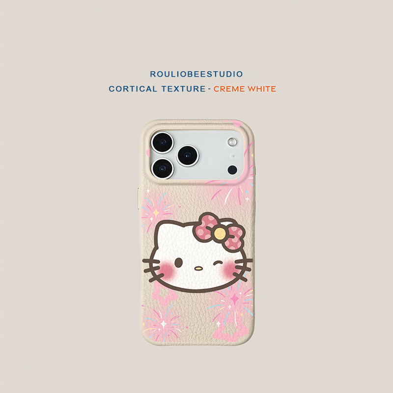 Kitty粉星星适用iPhone17promax苹果16pro手机壳华为Mate80新款高颜值皮纹荣耀500多色vivox300小米17Pro软壳