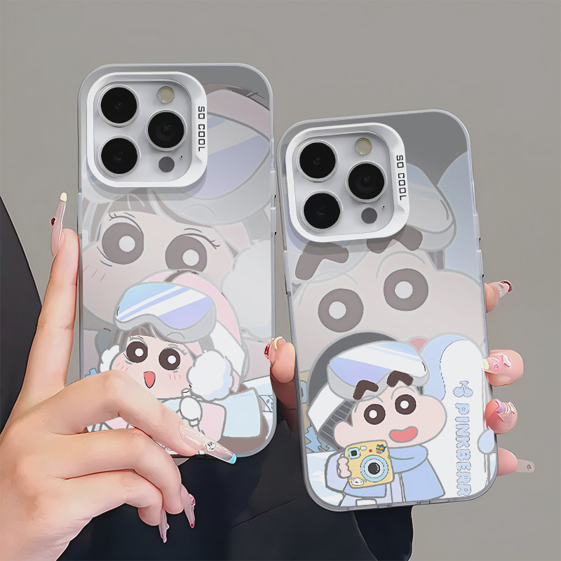 妮妮雪地滑板适用苹果17promax手机壳iPhone16pro新款磨砂彩银华为Mate80高级感荣耀500vivo300小米17pro软壳