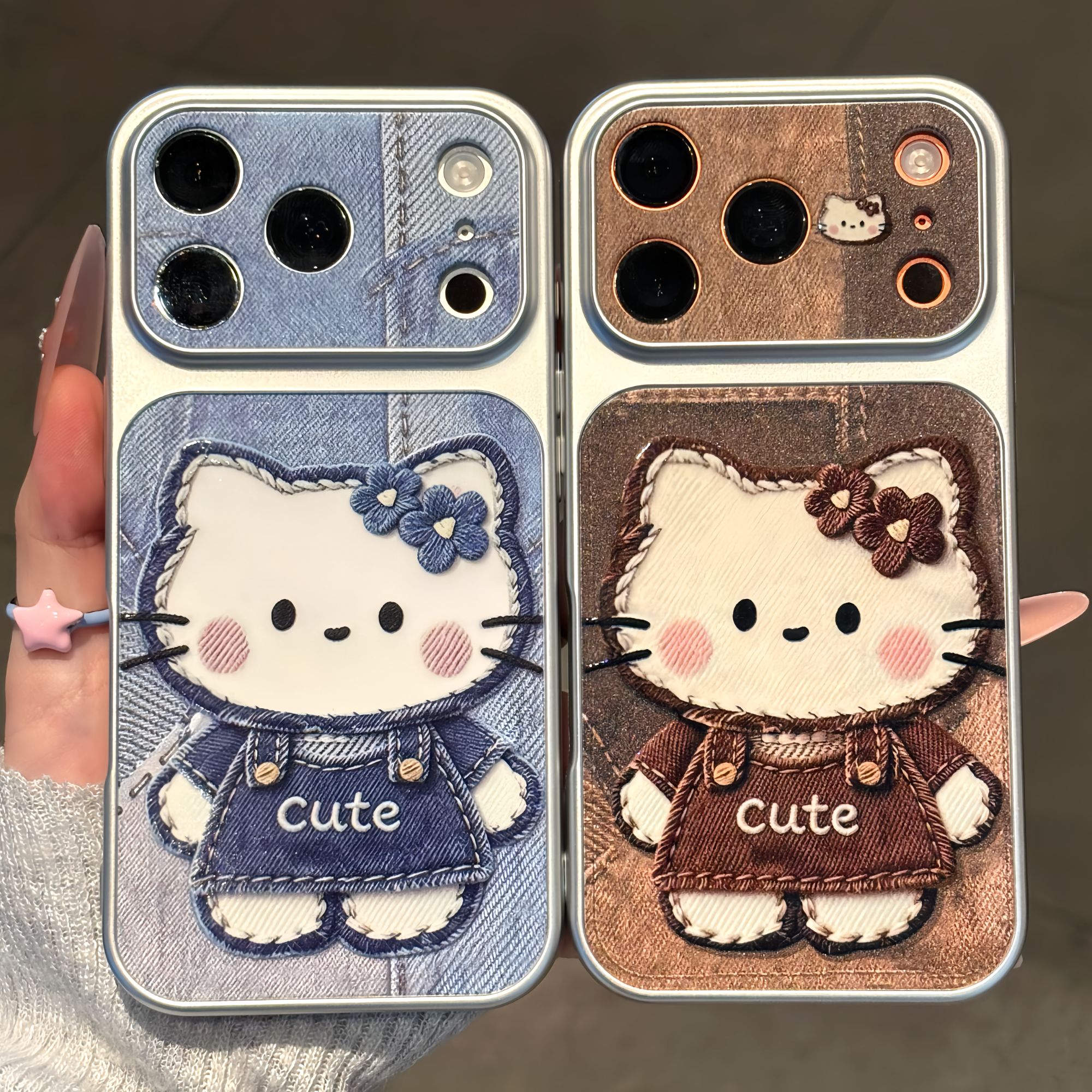 牛仔裤cute猫咪适用iPhoneDuo苹果18promax手机壳17Pro华为Mate80新款电镀秒变壳x300情侣款小米17pro手机套