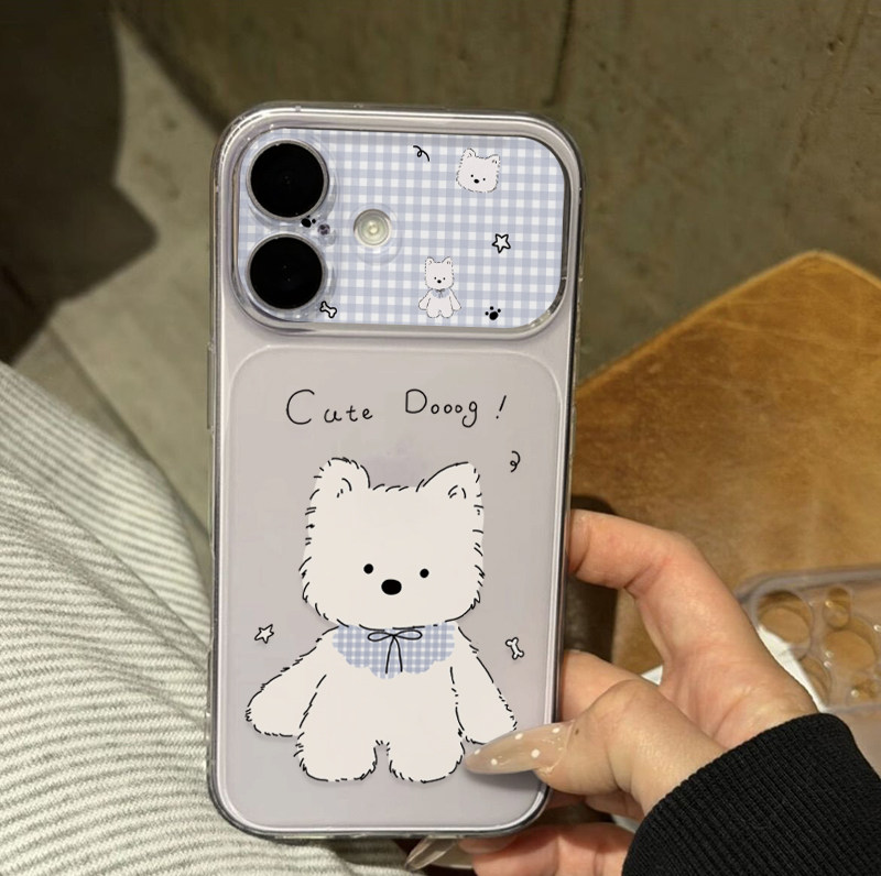 可爱Doog狗狗适用苹果16手机壳iPhone17promax新款透明秒变大视窗华为Mate80全包防摔vivoS50保护套小米17Pro