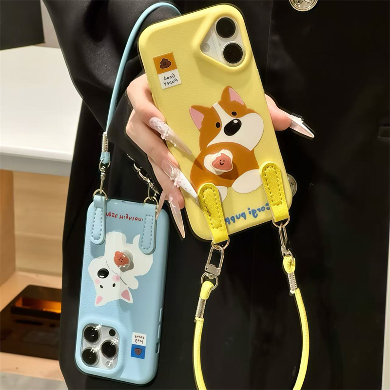 立体旋转便便抽象西高地小狗挂绳适用iPhone17promax苹果16手机壳新款皮纹华为mate70荣耀vivo小米15防摔oppo