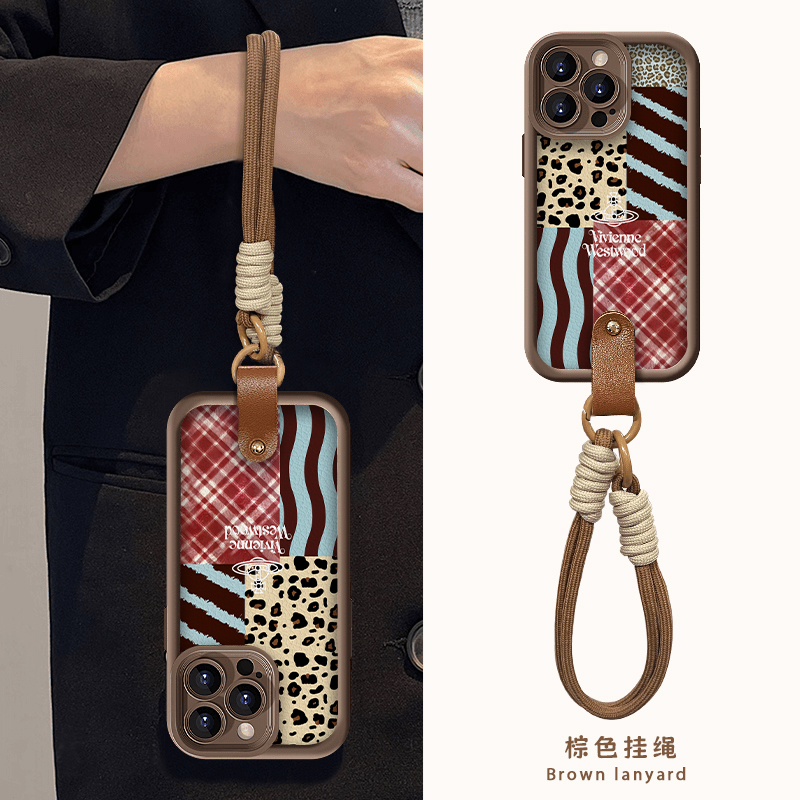 豹纹格纹星球适用苹果15promax手机壳16pro华为mate60新款pura70腕带OPPOReno12挂绳vivos19x100iQOOz9小米14