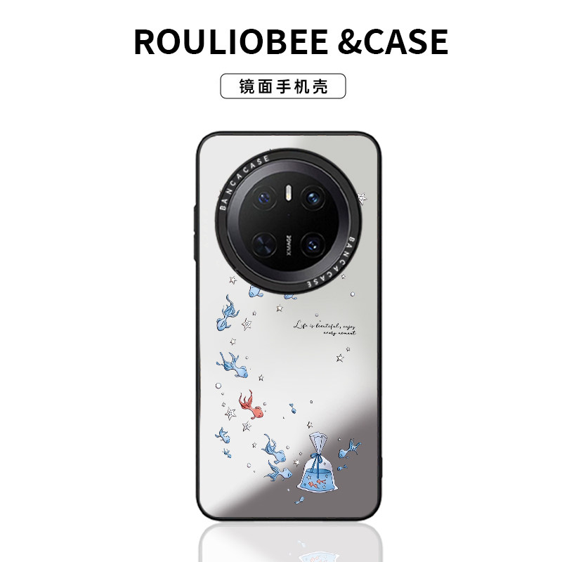 治愈小鱼群适用苹果17promax手机壳iphone16Pro新款潮牌镜面华为Mate70/60男女款vivox300防摔小米17pro软壳