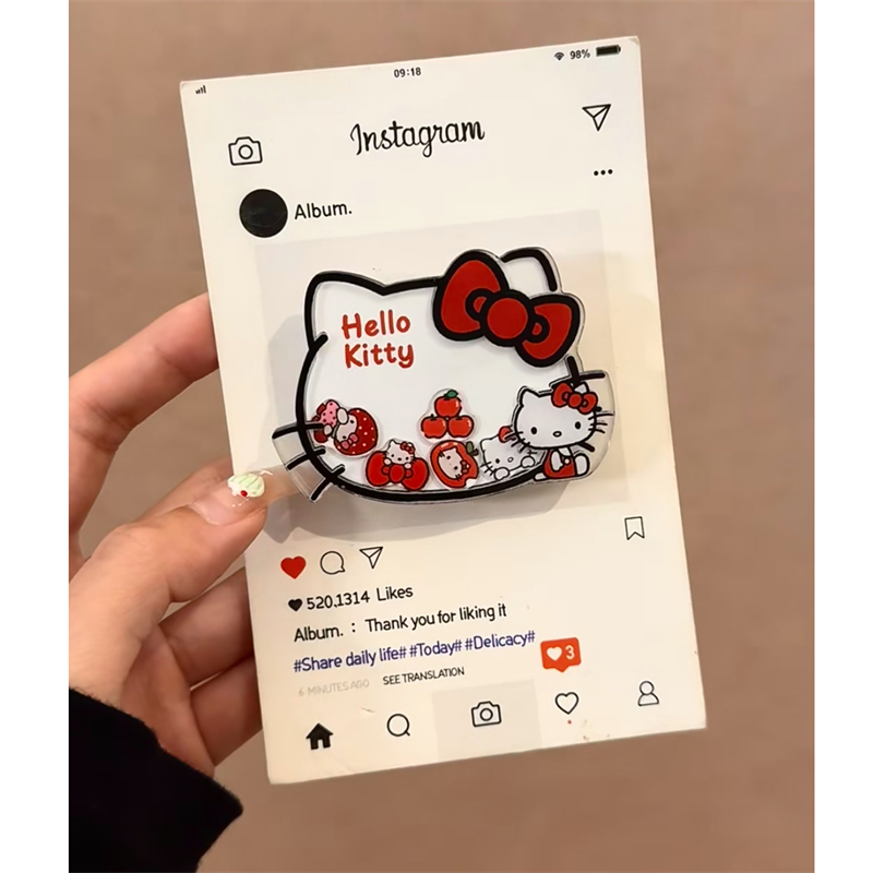 软萌可爱卡通Kitty猫摇摇乐可流动支架可爱粘贴小屋懒人支架气囊伸缩旋转追剧支撑适用iPhone16华为pura70女