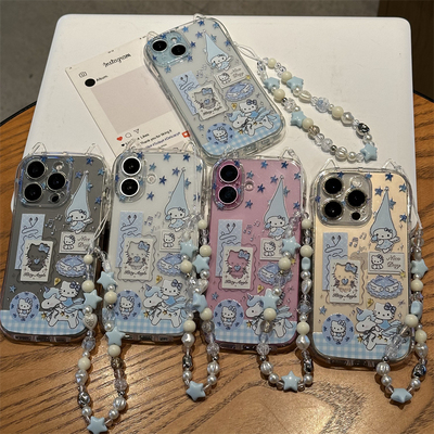 天使小kitty适用苹果16promax手机壳新款iPhone15pro硅胶软边14plus高级感13por男女款13/14防摔套11星星挂绳