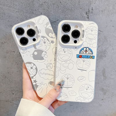 镂空叮当猫背影适用苹果15promax手机壳16pro华为mate60新款pura70元气壳OPPOReno12/vivos19x100女小米14软