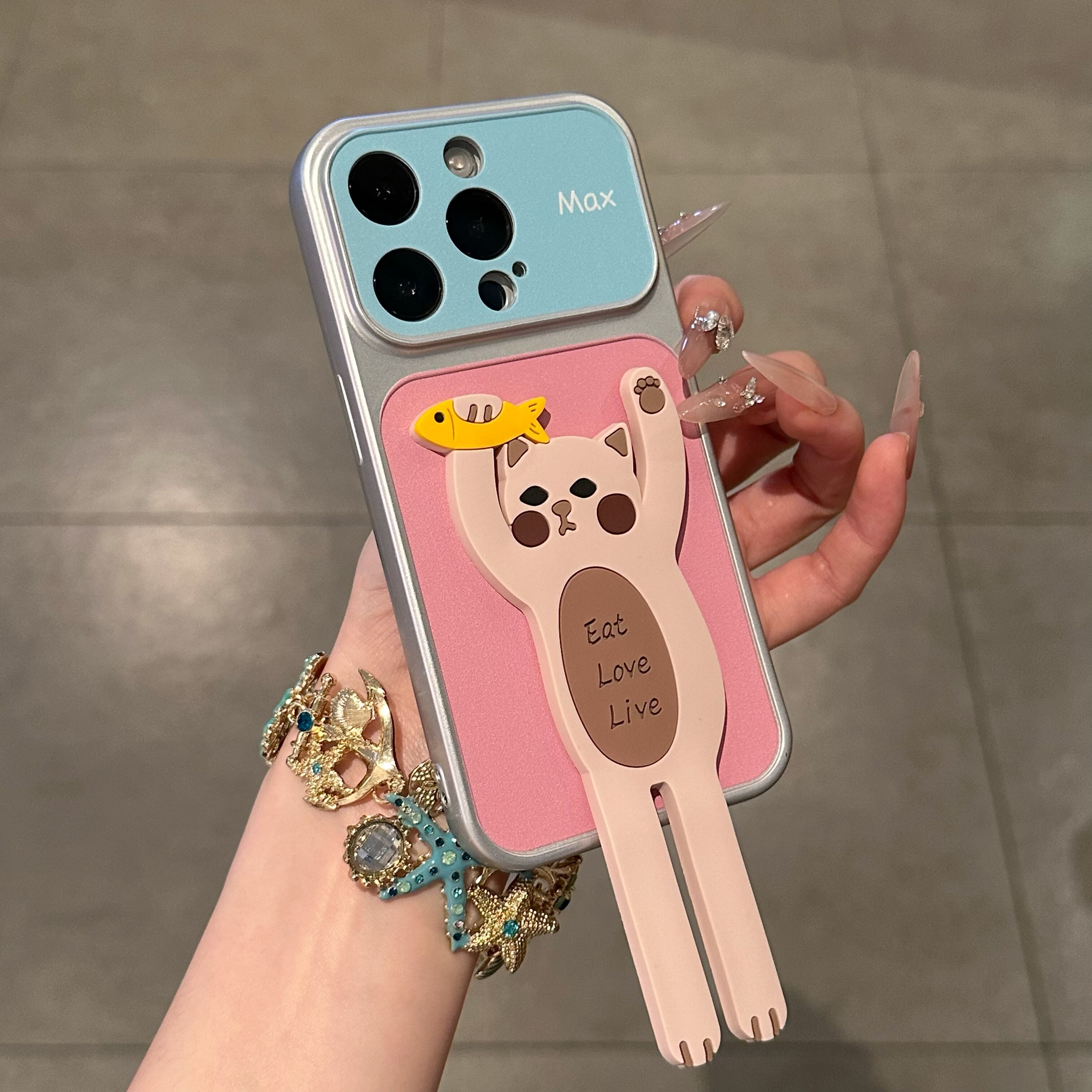 拼色星星波点小狗猫咪支架适用苹果17手机壳iPhone16新款vivos50华为pura90男女款电镀OPPOreno15视窗荣耀500