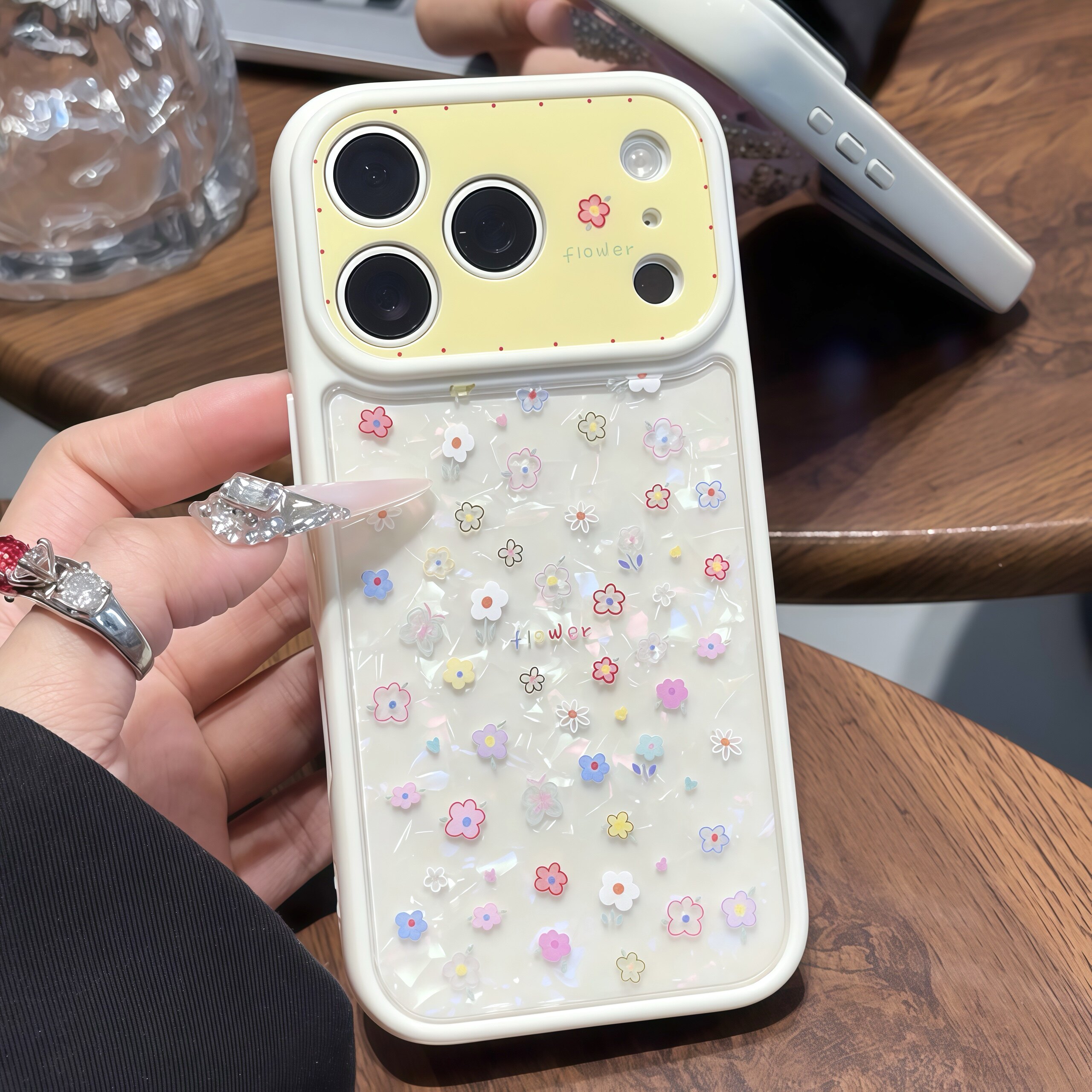 彩色碎花贝壳纹适用iphone17promax手机壳苹果16Pro新款光影壳华为Mate80创意vivoX300全包防摔小米17Pro软壳