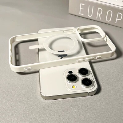 肤感钛灰色适用苹果15promax磁吸手机壳16pro新款13高级透明磁吸壳iphone14pro可爱女12创意保护套17air防摔