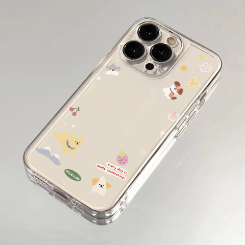 小狗蝴蝶樱桃适用苹果15手机壳16Pro卡通vivox100透明红米note13防摔小米14一加套华为pura70荣耀200硅胶OPPO