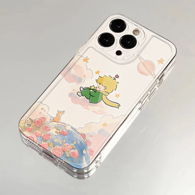 玫瑰星球小王子适用苹果13手机壳16Pro卡通vivox200透明红米note14防摔小米15一加华为mate70荣耀x60硅胶OPPO