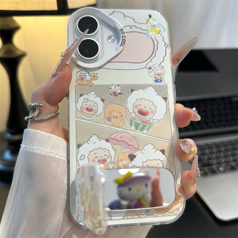 抖音同款ins可爱动画懒洋洋插画适用iPhone16苹果14Promax手机壳支架华为mate70荣耀400vivo小米15K80oppoA96