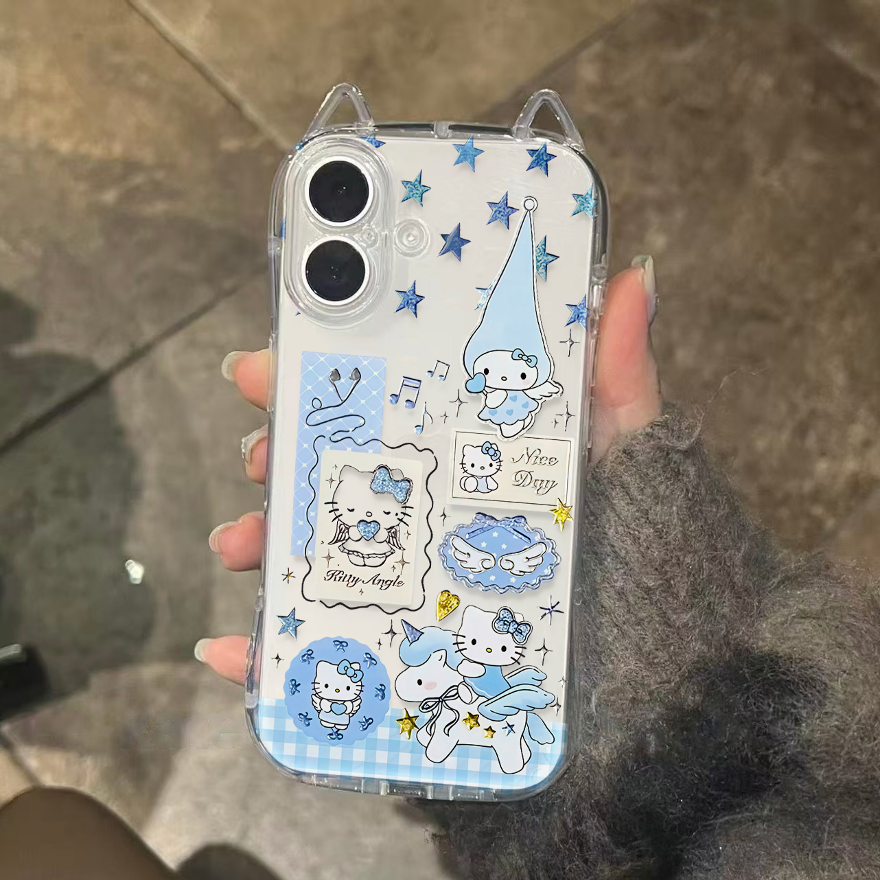 天使小kitty适用苹果16promax手机壳iPhone15新款16pro保护套7/7plus小蛮腰猫耳朵xr男女款全包防摔15promax
