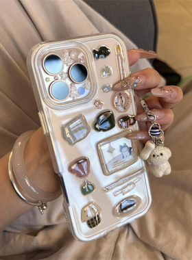 炫彩适用苹果16promax手机壳新款iphone15可爱猫咪地滴胶贴纸1314pro小众高级感16pro全包防摔15pm透明12卡通