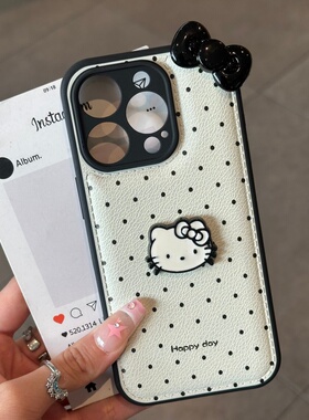 波点凯蒂适用苹果17promax手机壳16pro华为mate70新款凯蒂公仔pura70糖果气垫壳OPPOReno13/vivos20小米15软